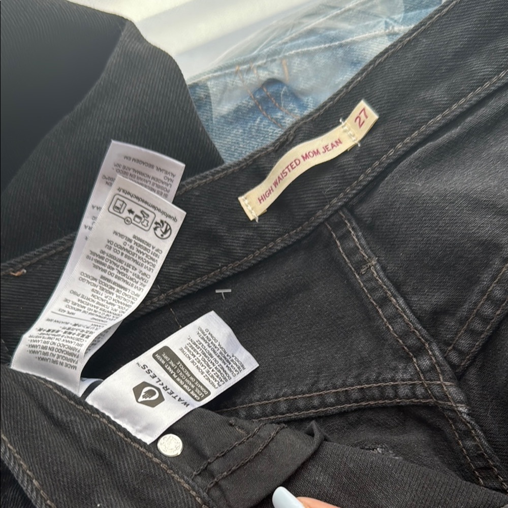 Levi's Black Classic Straight Jeans with Visible Stitching
